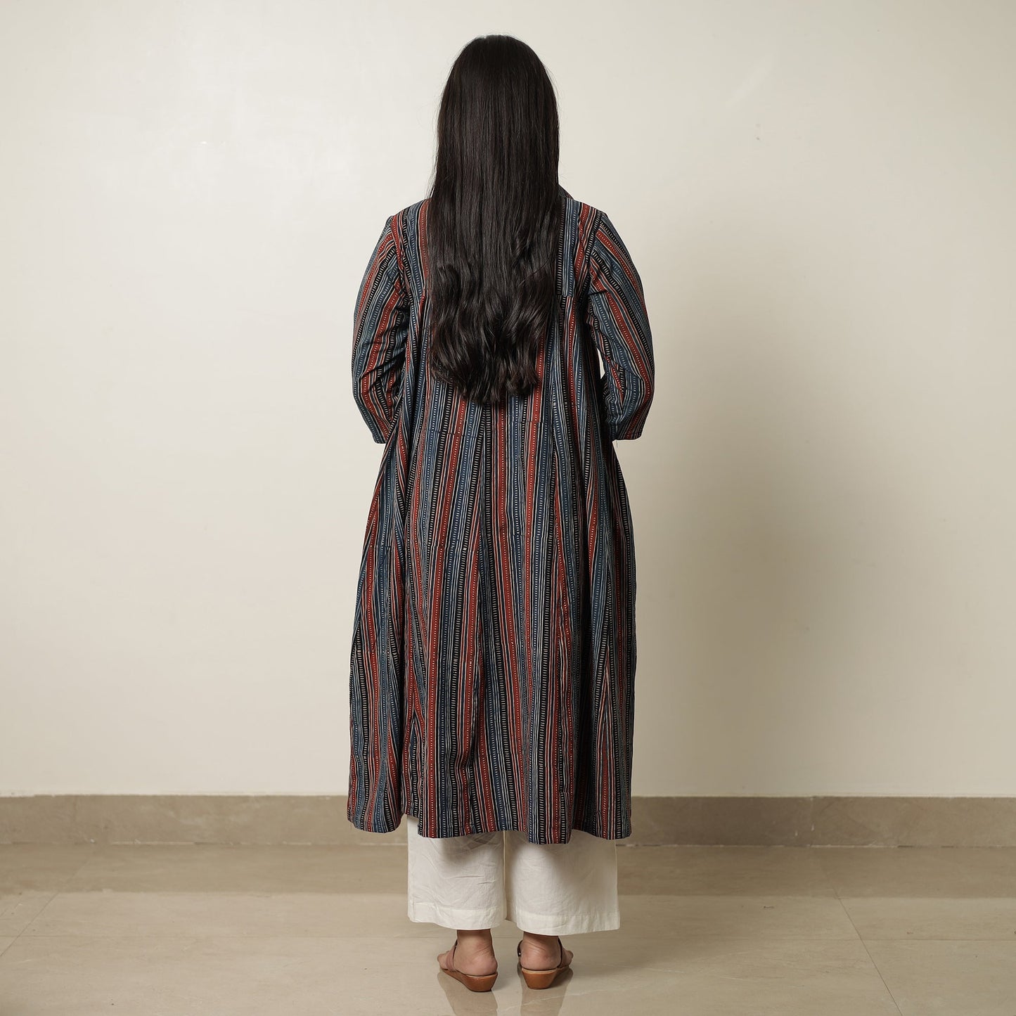 Buy Ajrakh Block Printed Cotton Flared Kurta for Women