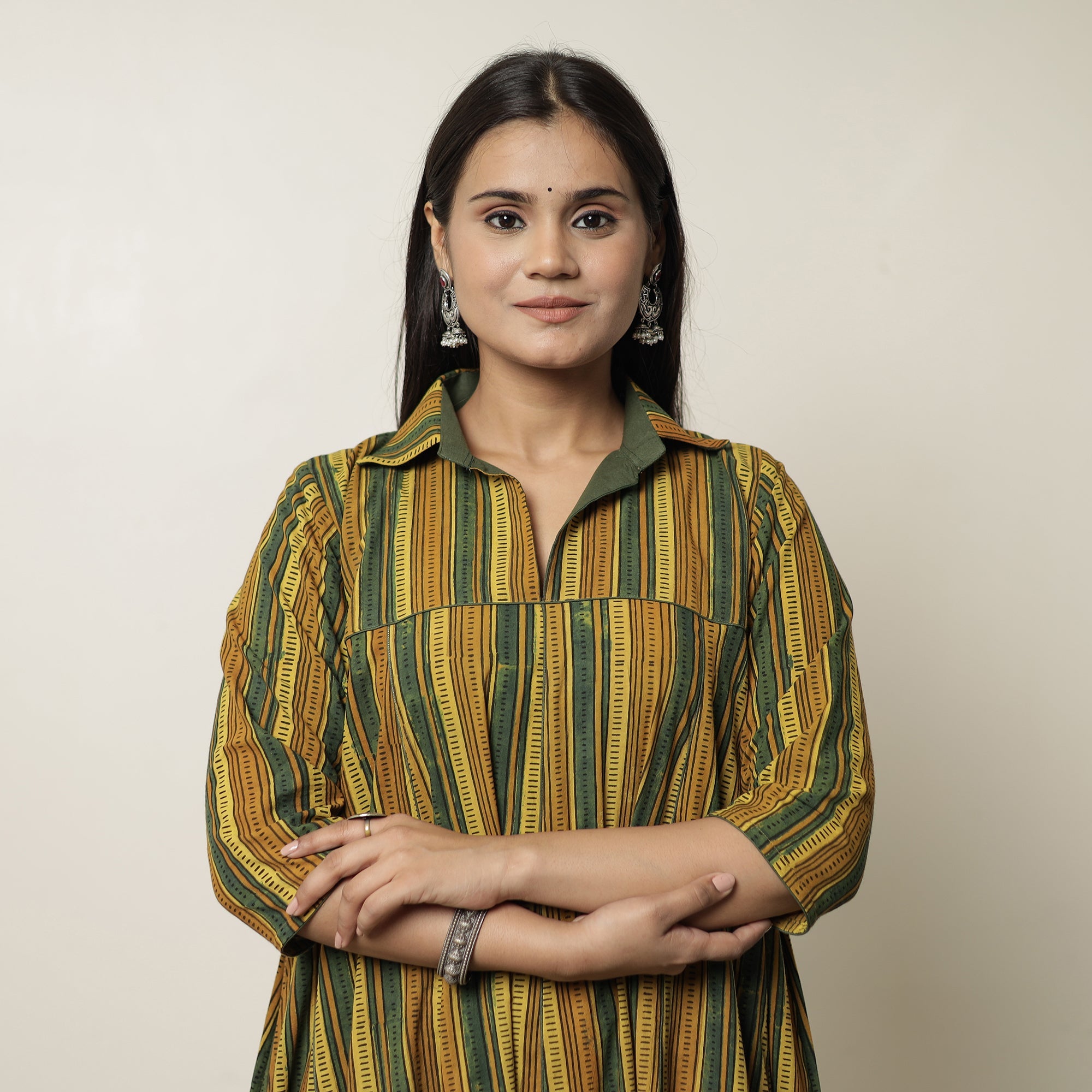  Ajrakh Block Printed Cotton Flared Kurta for Women