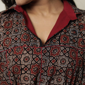  Ajrakh Block Printed Cotton Flared Kurta for Women
