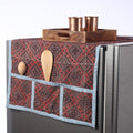 Multicolor Ajrakh Block Printed Cotton Fridge Top Cover with Pockets