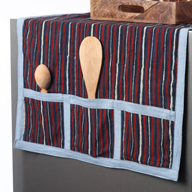Multicolor Ajrakh Block Print Cotton Fridge Top Cover with Pockets