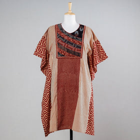 Buy Ajrakh Block Printed Cotton Kaftan with Tie-Up Waist Online l iTokri.com