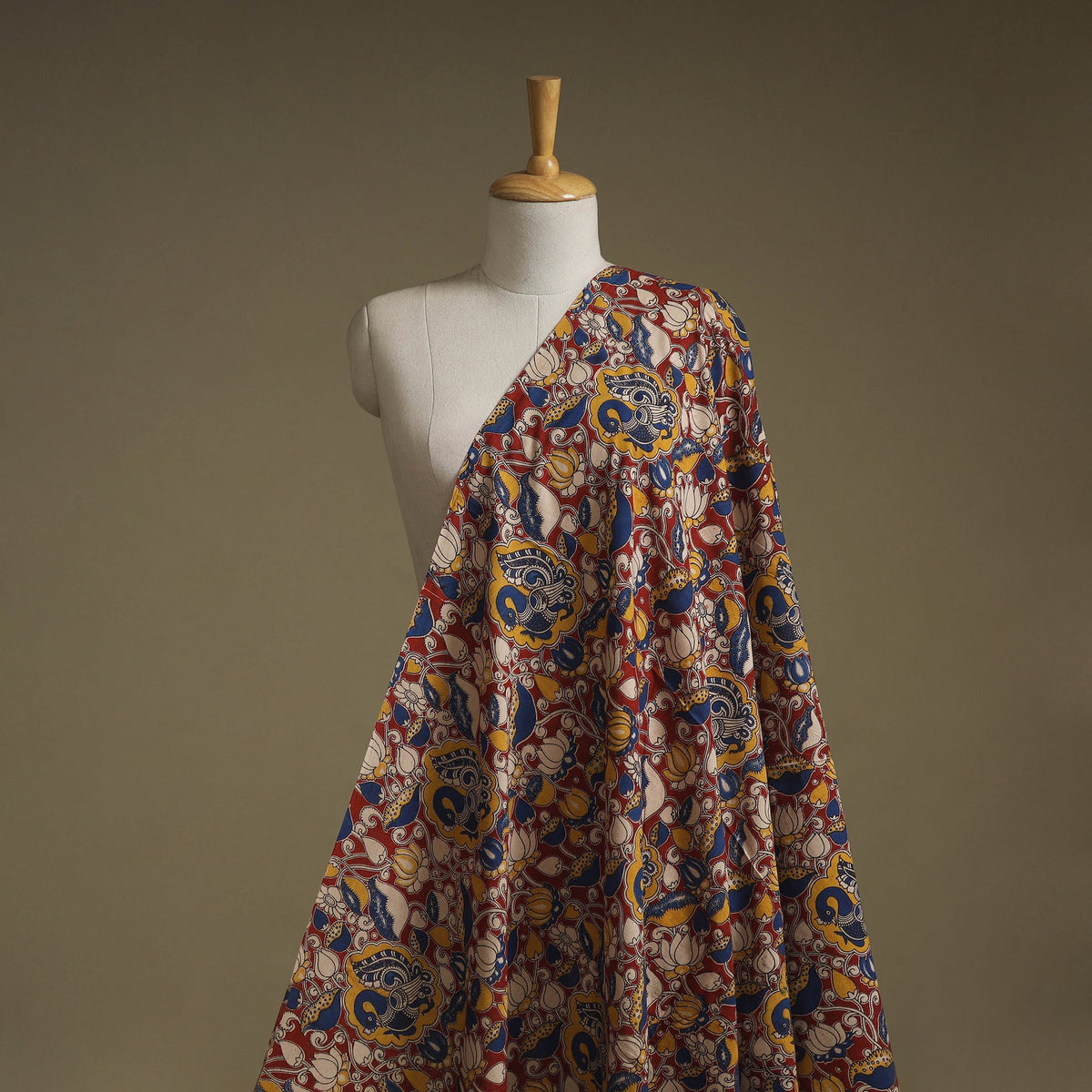 Printed cotton kalamkari fabric 02 - handcrafted