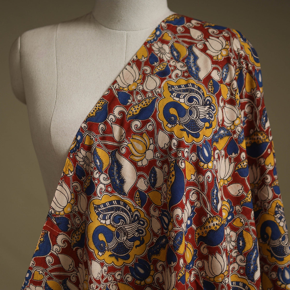 Printed cotton kalamkari fabric 02 - handcrafted