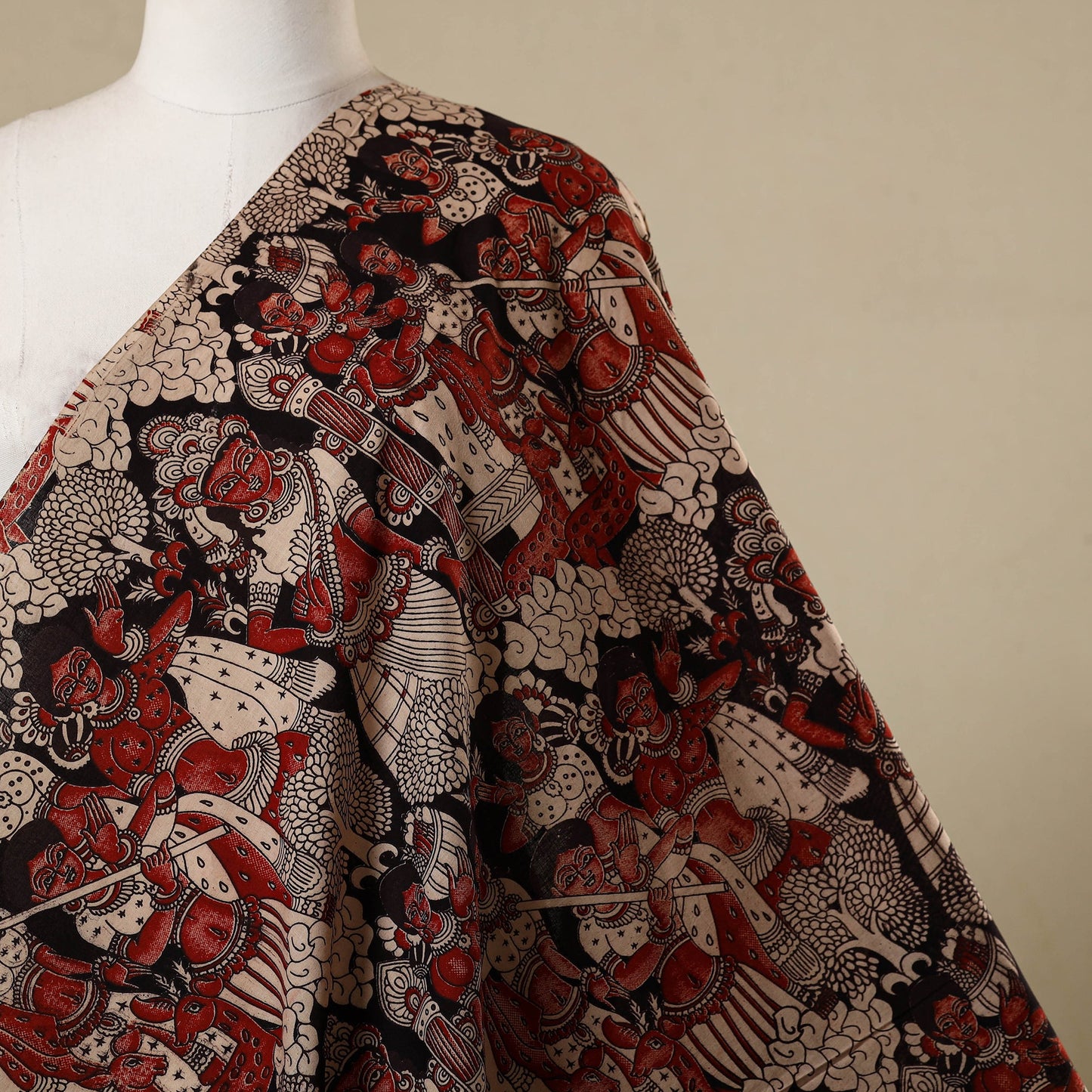Multicolor - printed cotton kalamkari fabric 04
