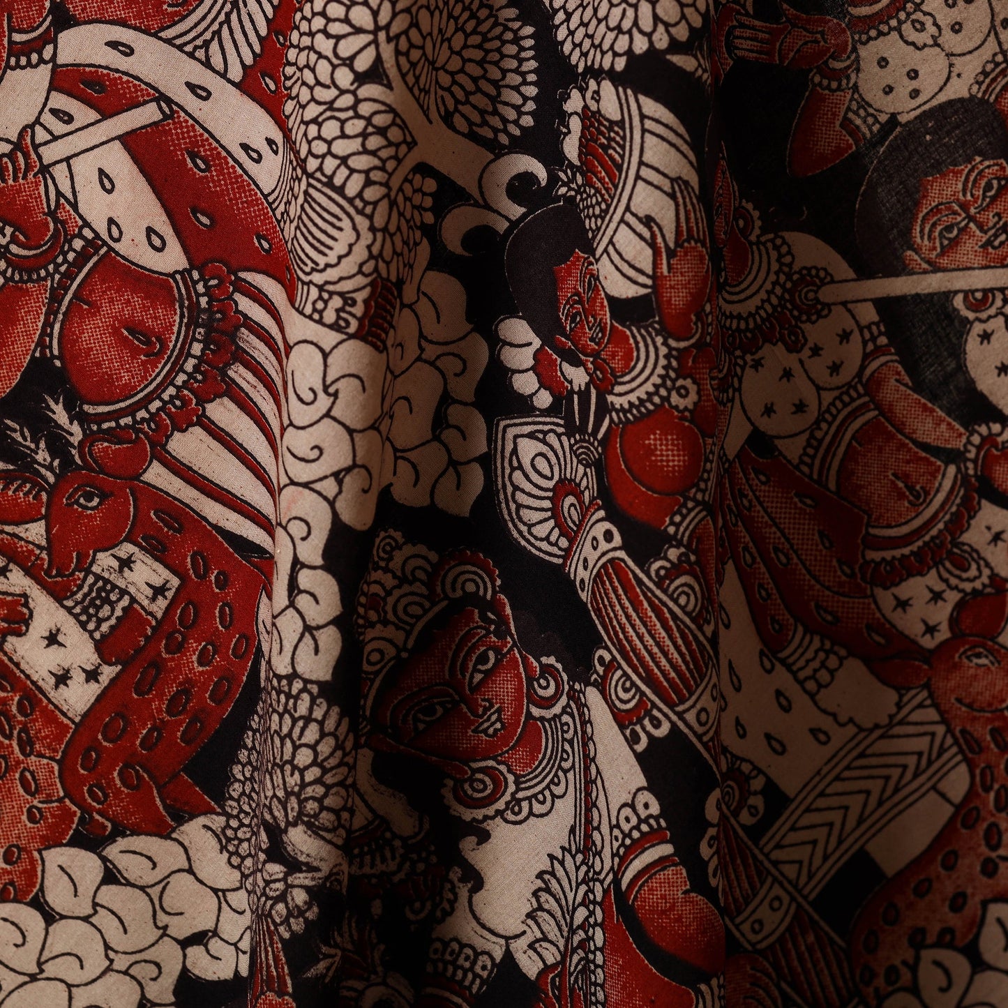 Multicolor - printed cotton kalamkari fabric 04