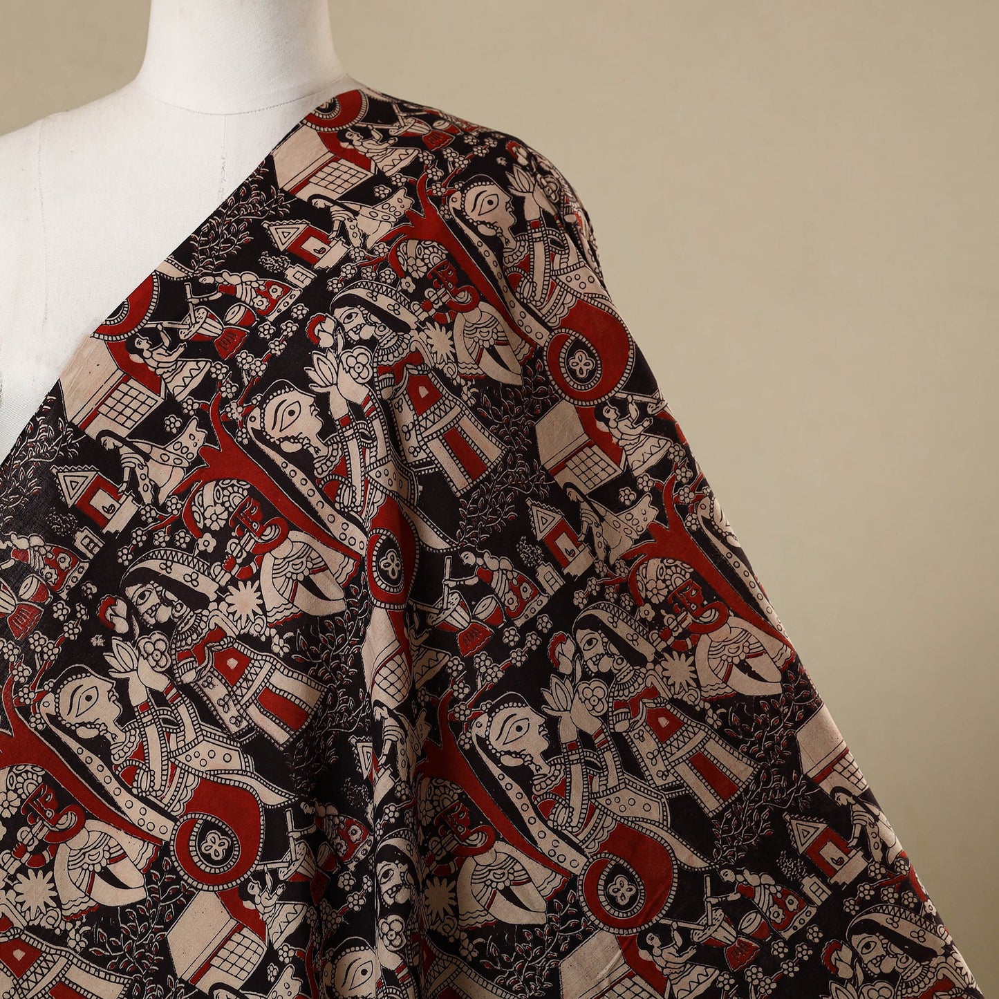 Multicolor - printed cotton kalamkari fabric 11