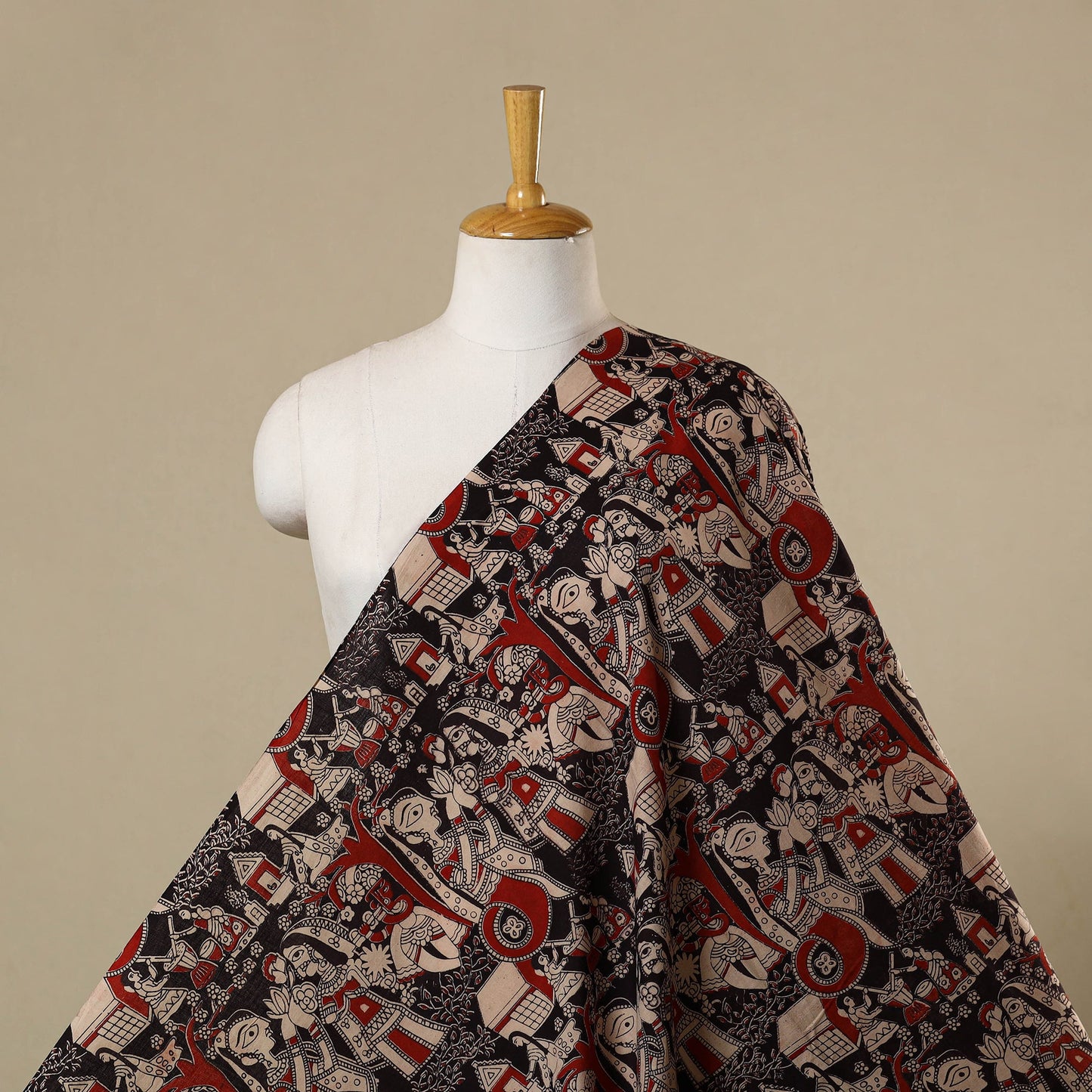 Multicolor - printed cotton kalamkari fabric 11