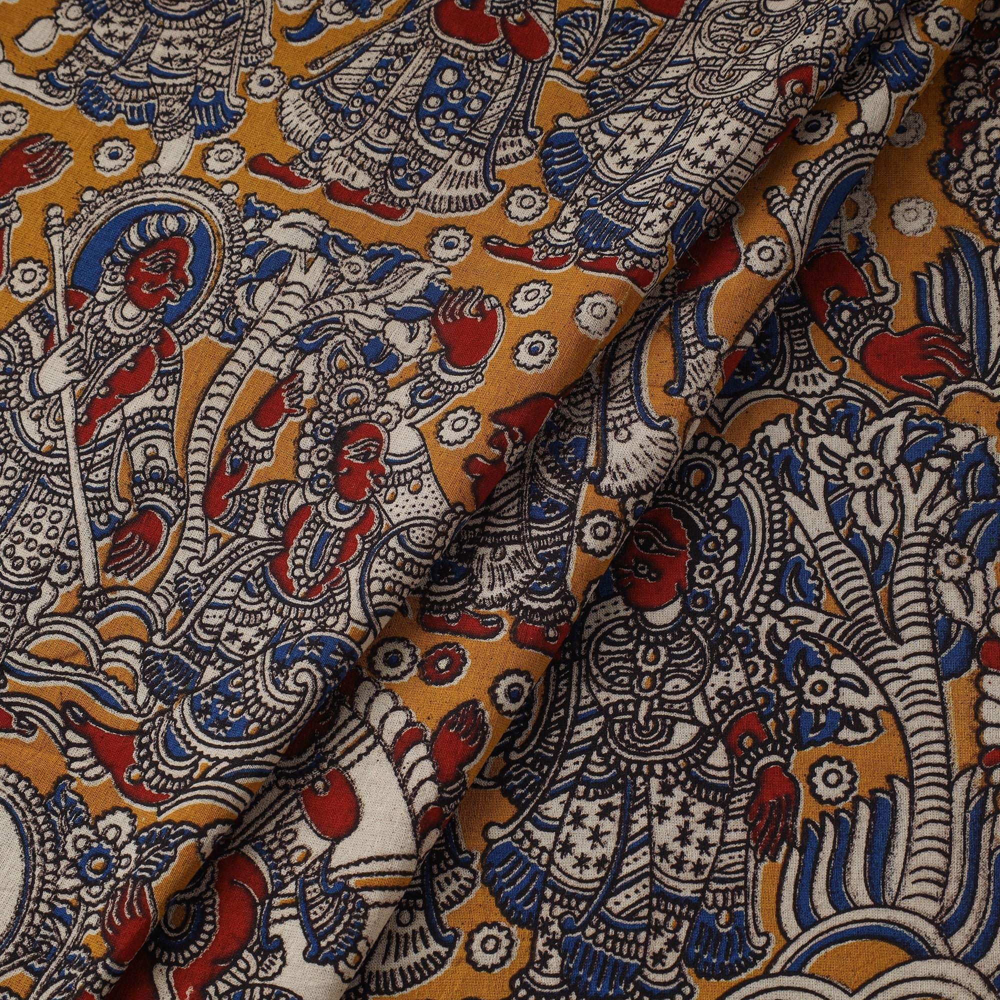 Printed cotton kalamkari fabric 19 - handcrafted