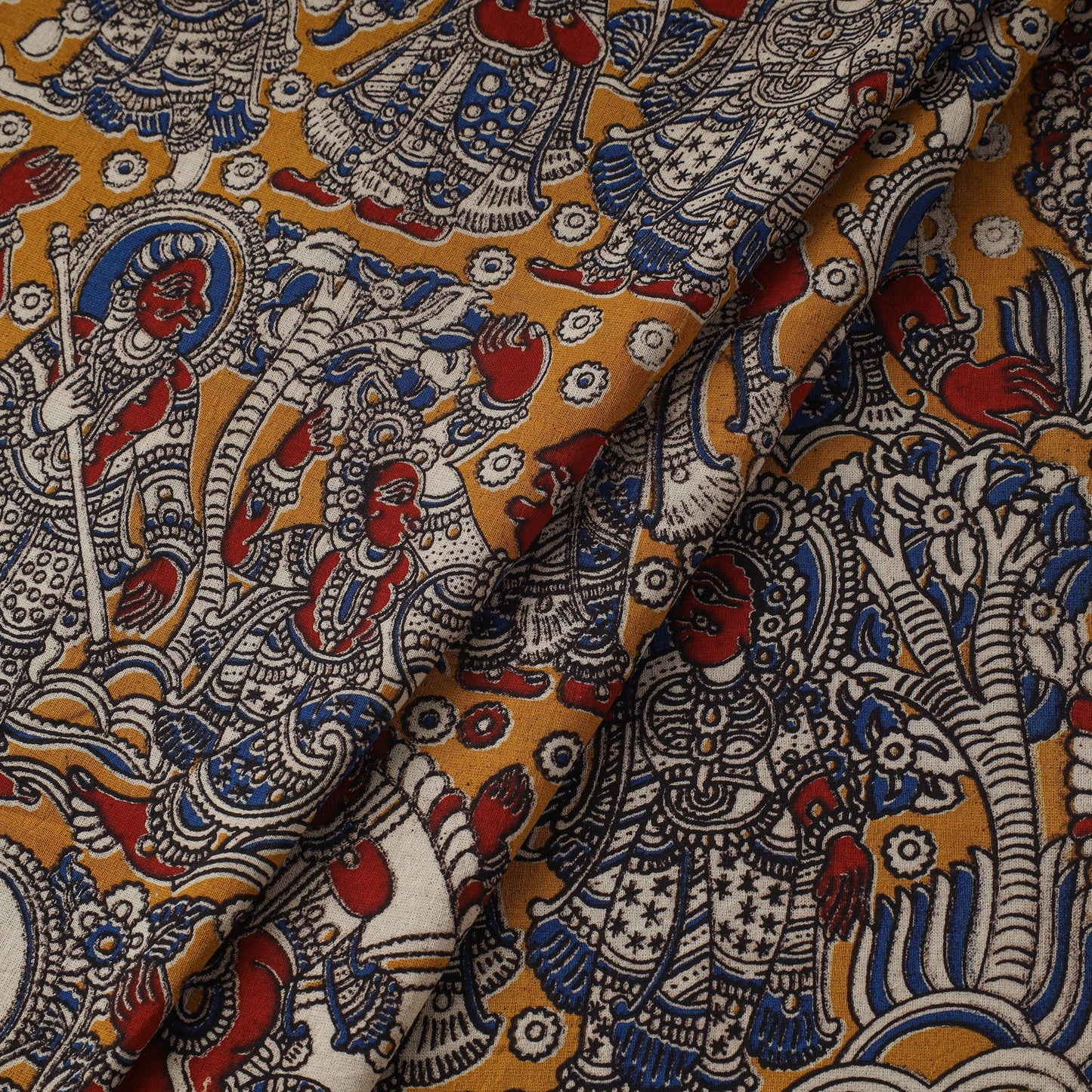 Printed cotton kalamkari fabric 19 - handcrafted