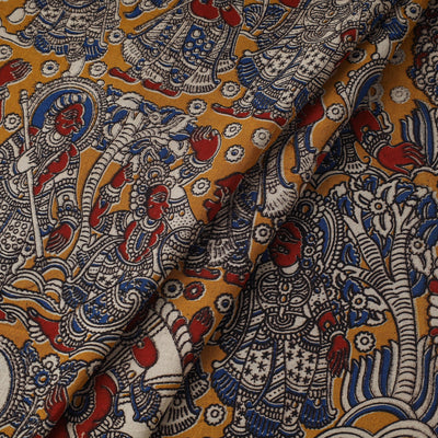 Printed cotton kalamkari fabric 19 - handcrafted