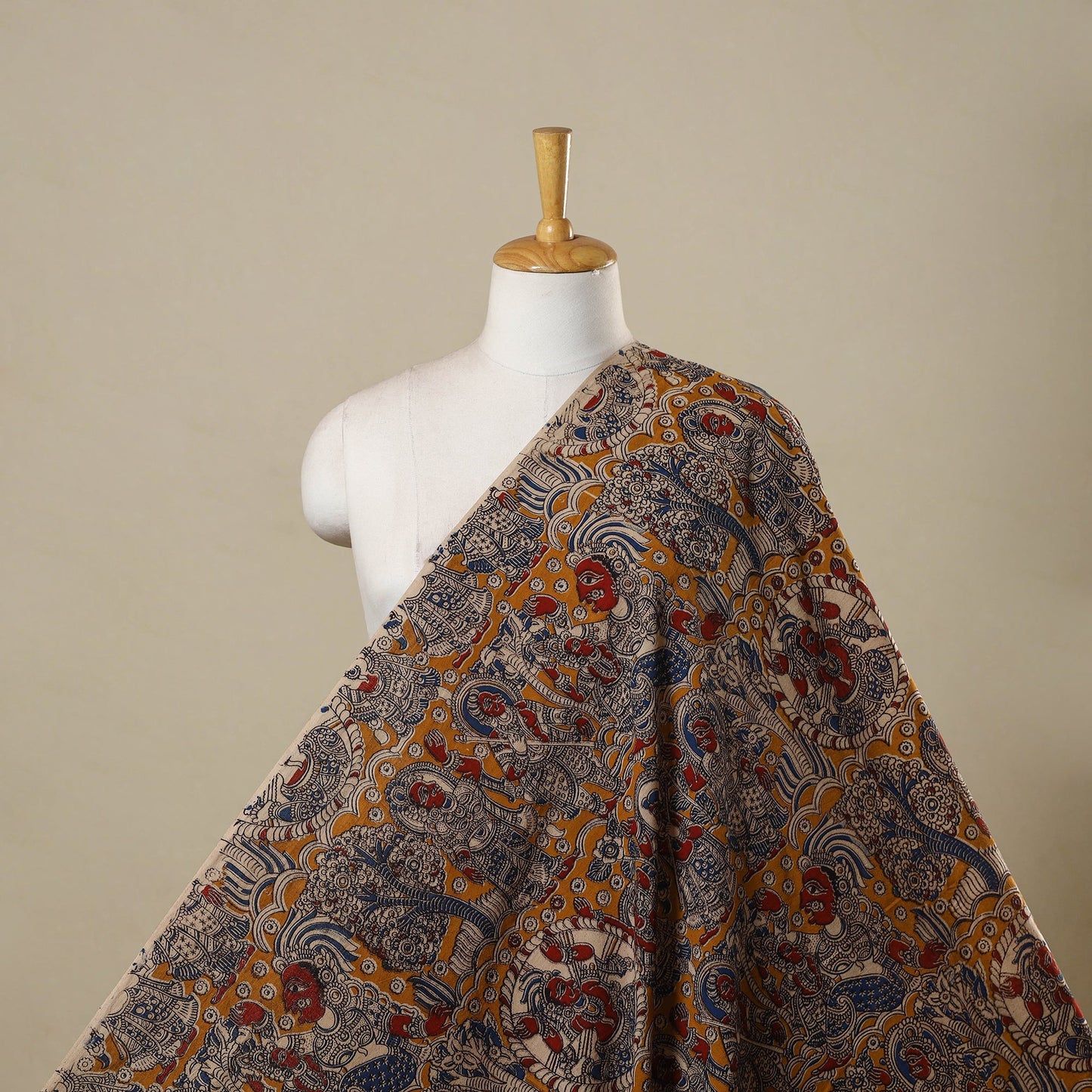Printed cotton kalamkari fabric 19 - handcrafted