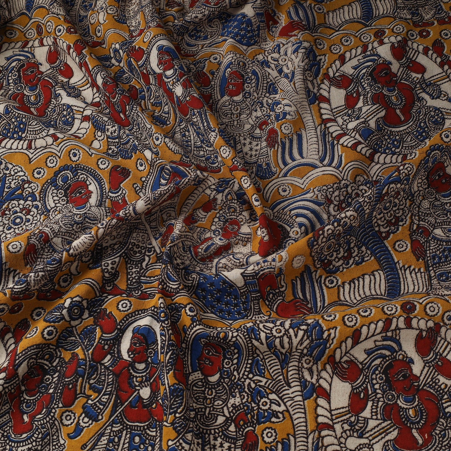 Printed cotton kalamkari fabric 19 - handcrafted