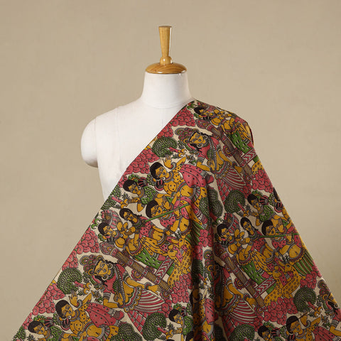 Multicolor - printed cotton kalamkari fabric 20