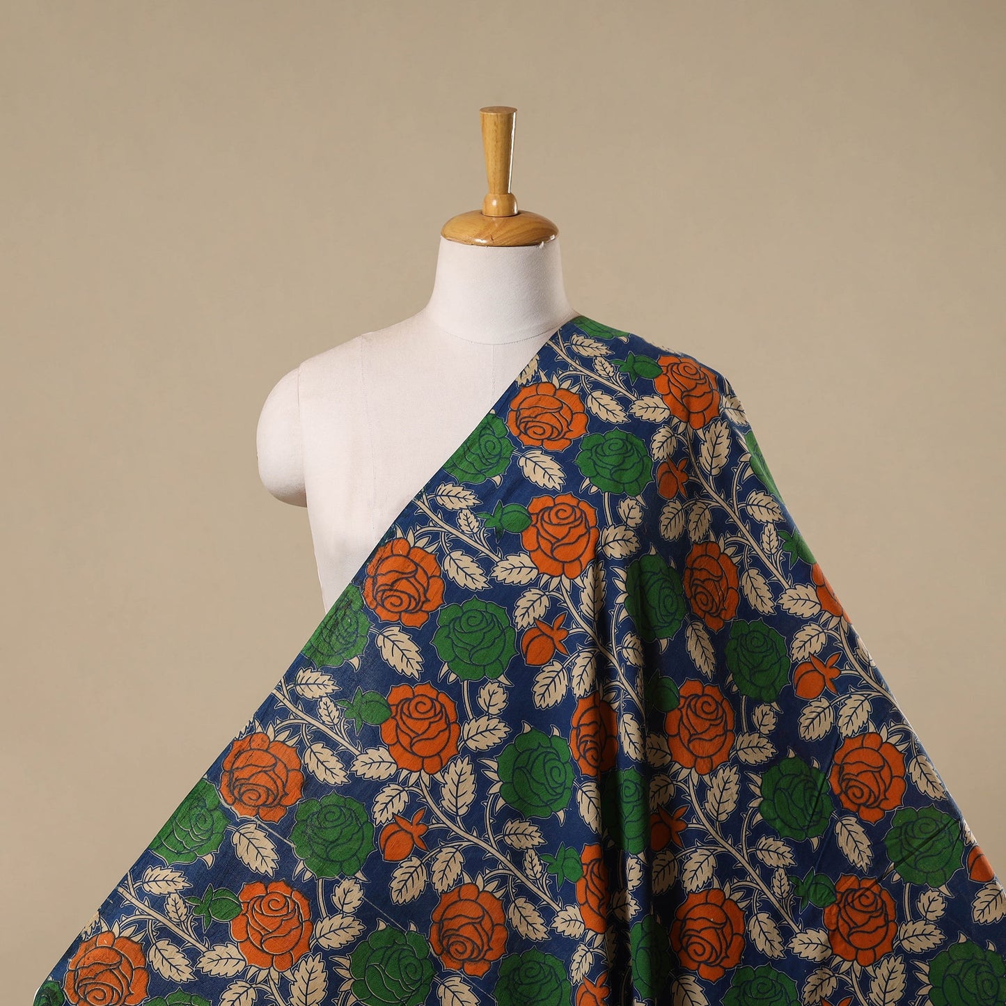 Printed cotton kalamkari fabric 27 - handcrafted