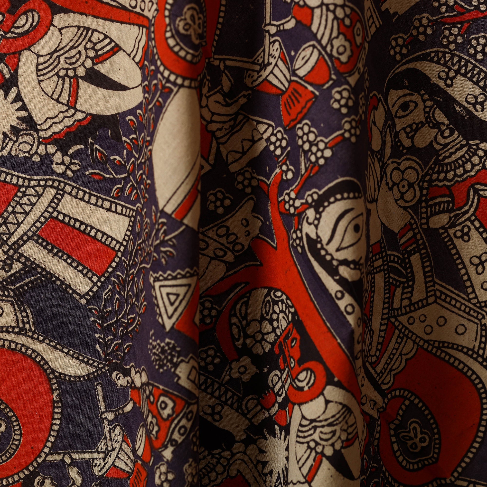 Multicolor - printed cotton kalamkari fabric 28