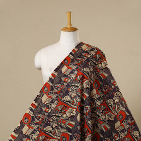 Multicolor - printed cotton kalamkari fabric 28