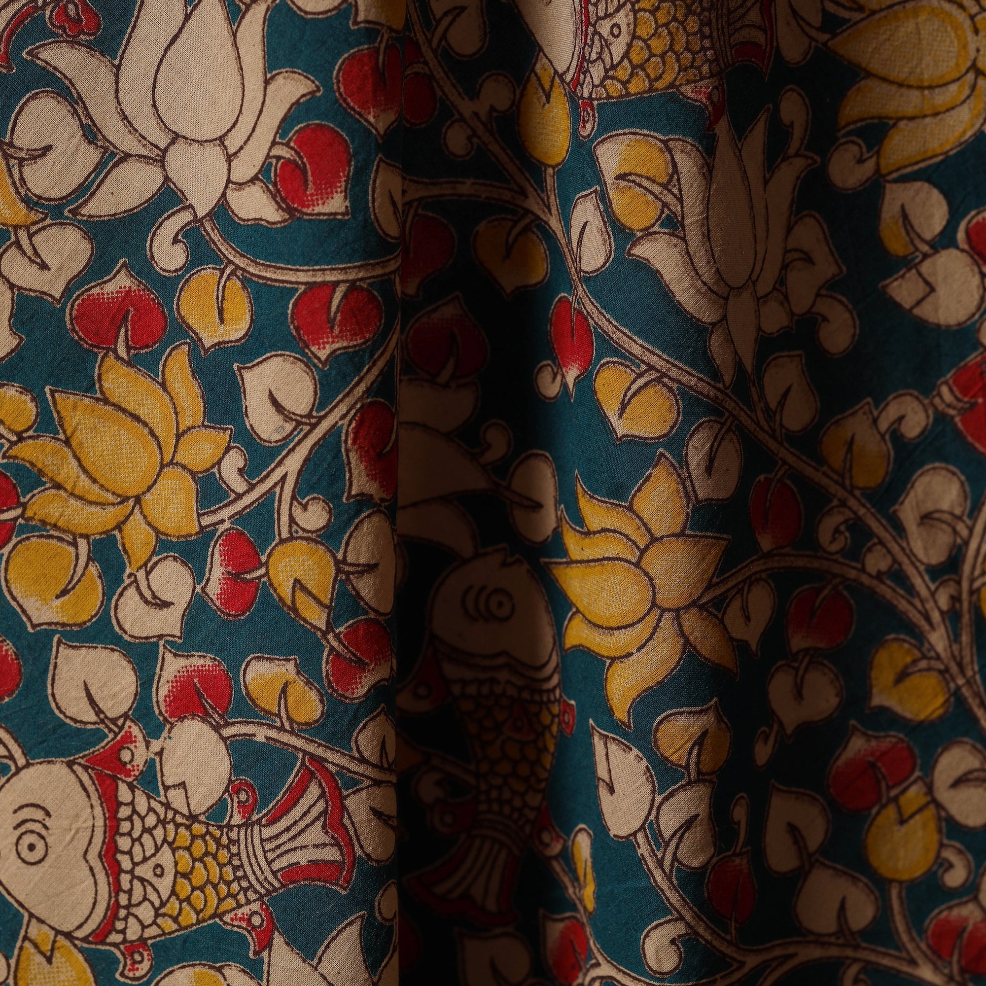 Printed cotton kalamkari fabric 29 - handcrafted