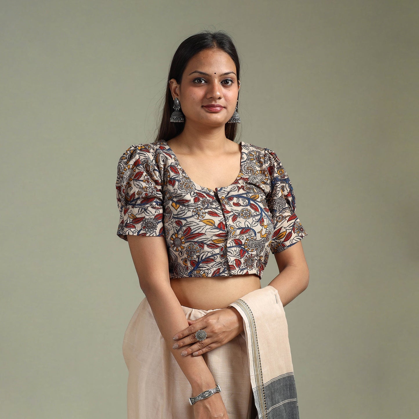 Printed cotton kalamkari readymade blouse 03 - handcrafted