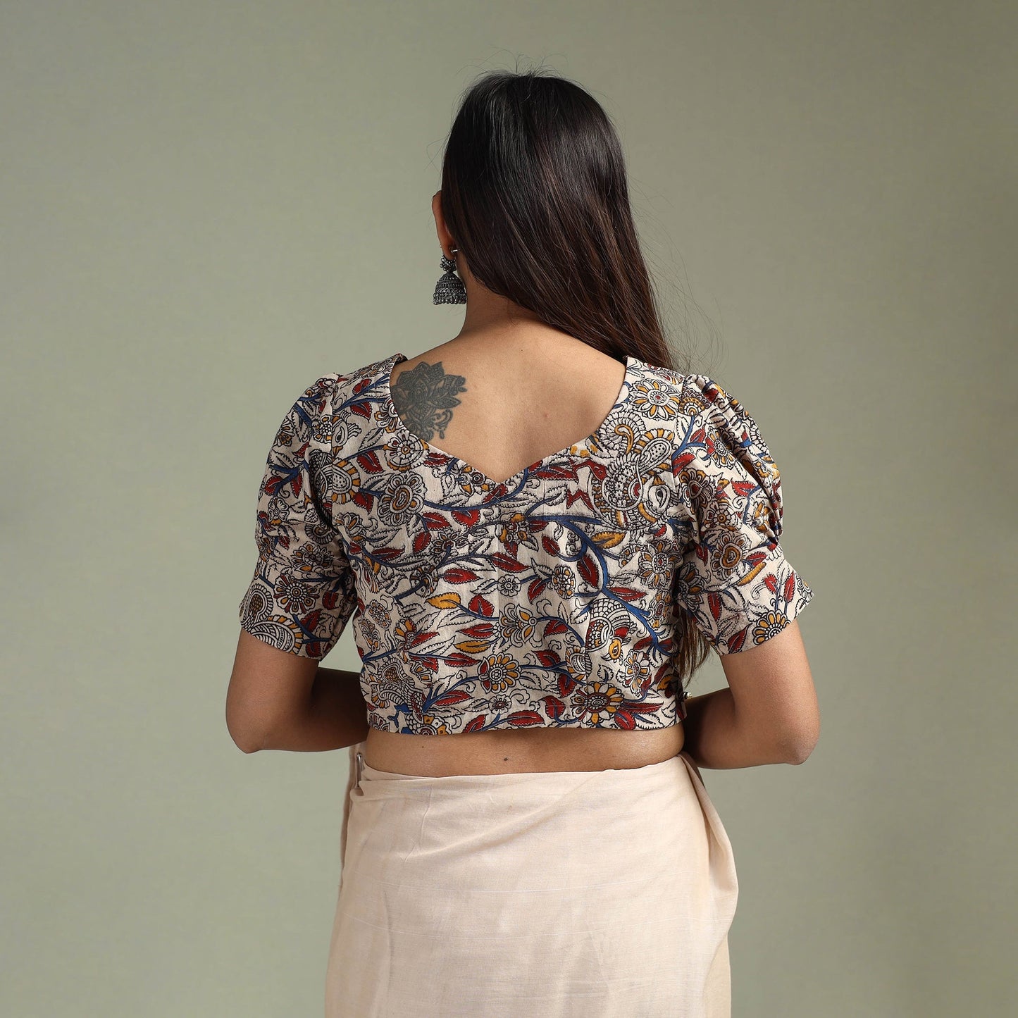Printed cotton kalamkari readymade blouse 03 - handcrafted