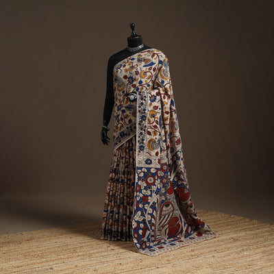 Printed cotton kalamkari saree 01 - handcrafted