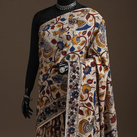 Printed cotton kalamkari saree 01 - handcrafted