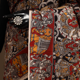Multicolor - printed cotton kalamkari saree 07 - handcrafted