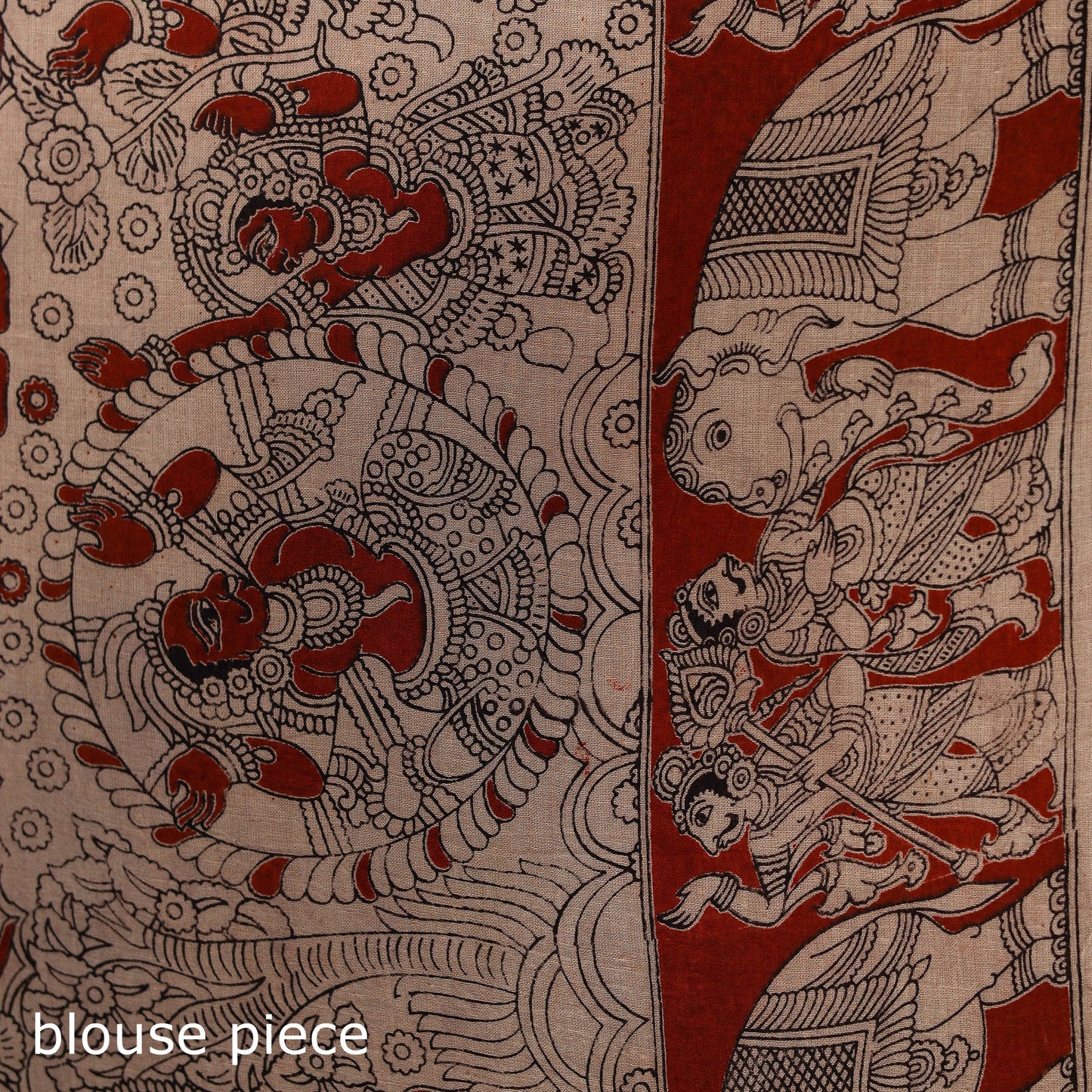 Multicolor - printed cotton kalamkari saree 07 - handcrafted