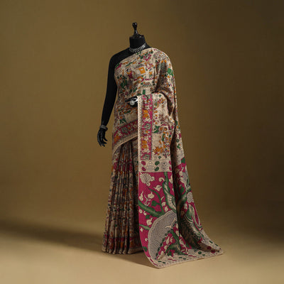 Printed cotton kalamkari saree 22 - handcrafted