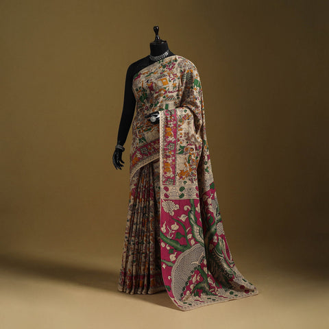 Printed cotton kalamkari saree 22 - handcrafted