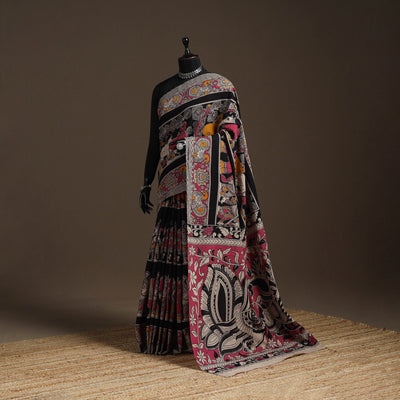 Printed cotton kalamkari saree 23 - handcrafted