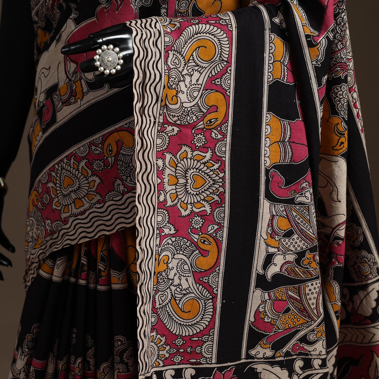 Printed cotton kalamkari saree 23 - handcrafted