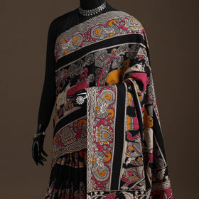 Printed cotton kalamkari saree 23 - handcrafted