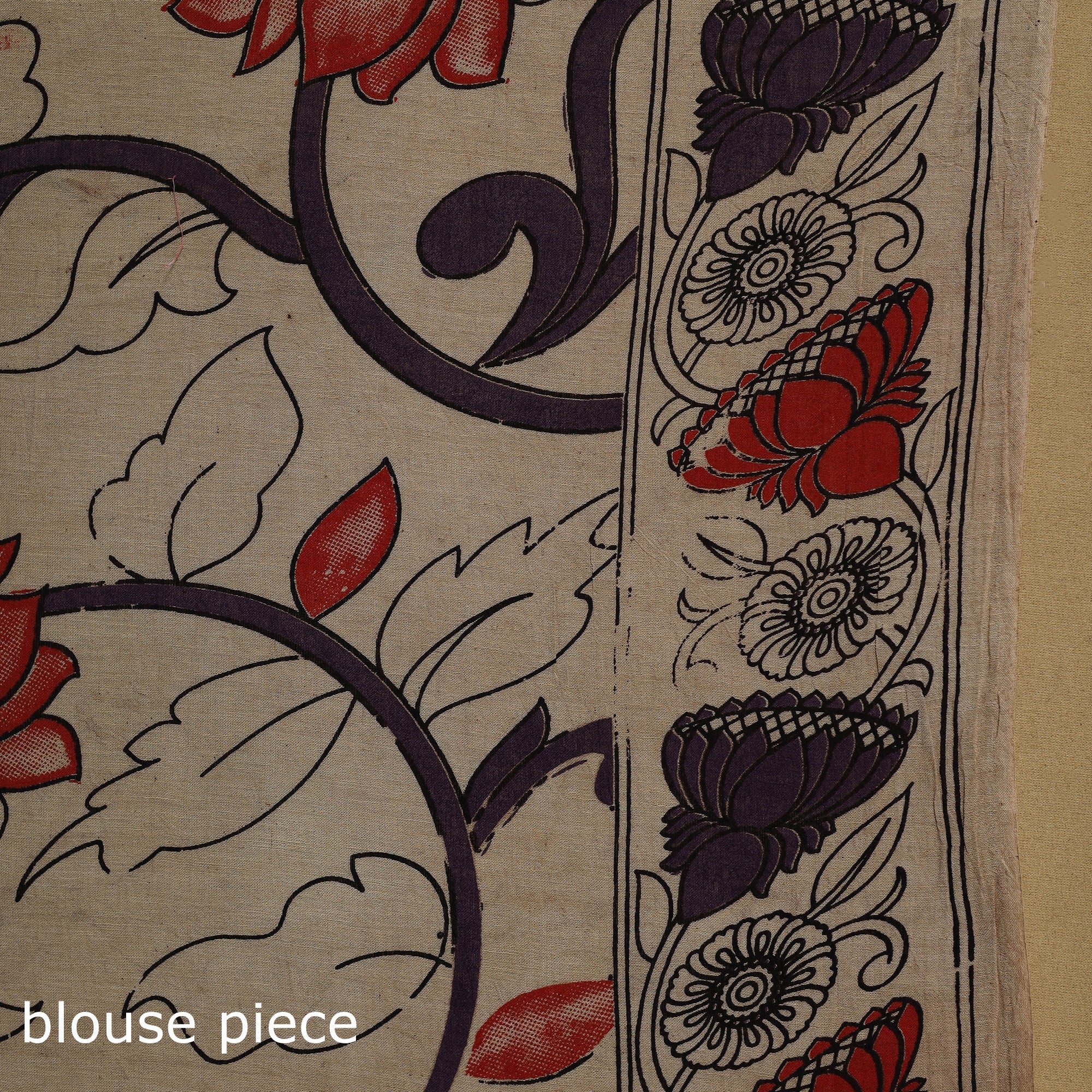 Printed cotton kalamkari saree 44 - handcrafted