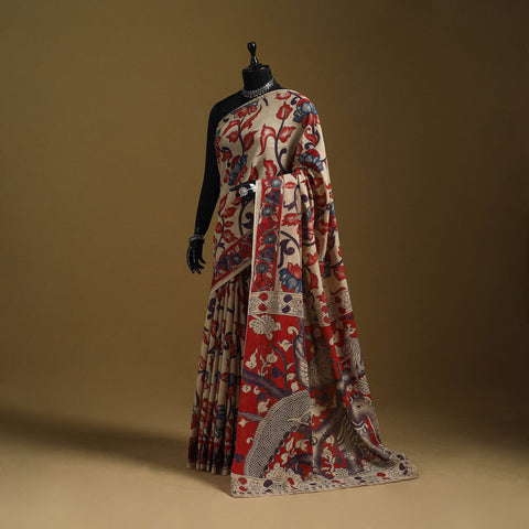 Printed cotton kalamkari saree 44 - handcrafted