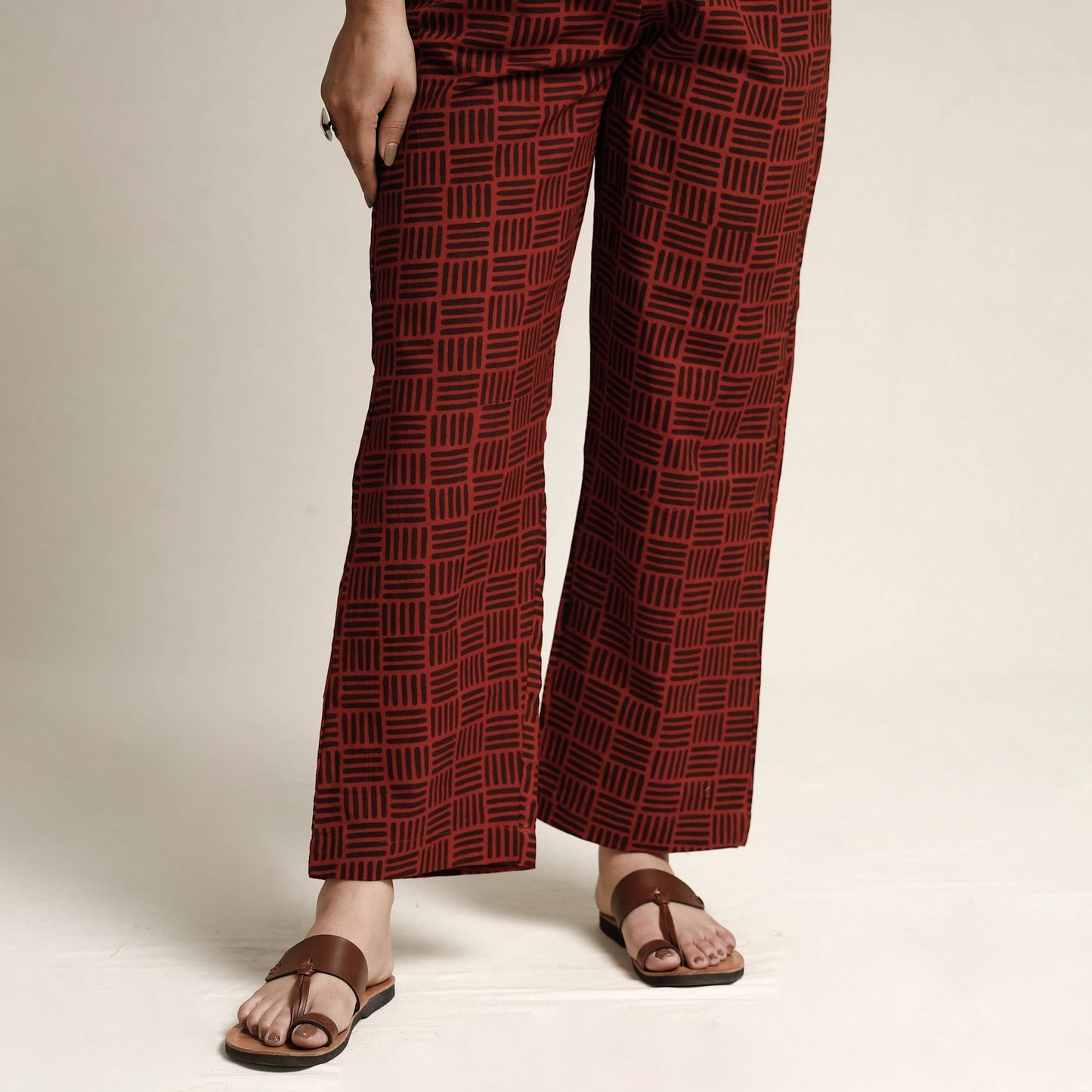 Buy Ajrakh Block Printed Cotton Kurta with Palazzo & Dupatta Set Online at iTokri.com