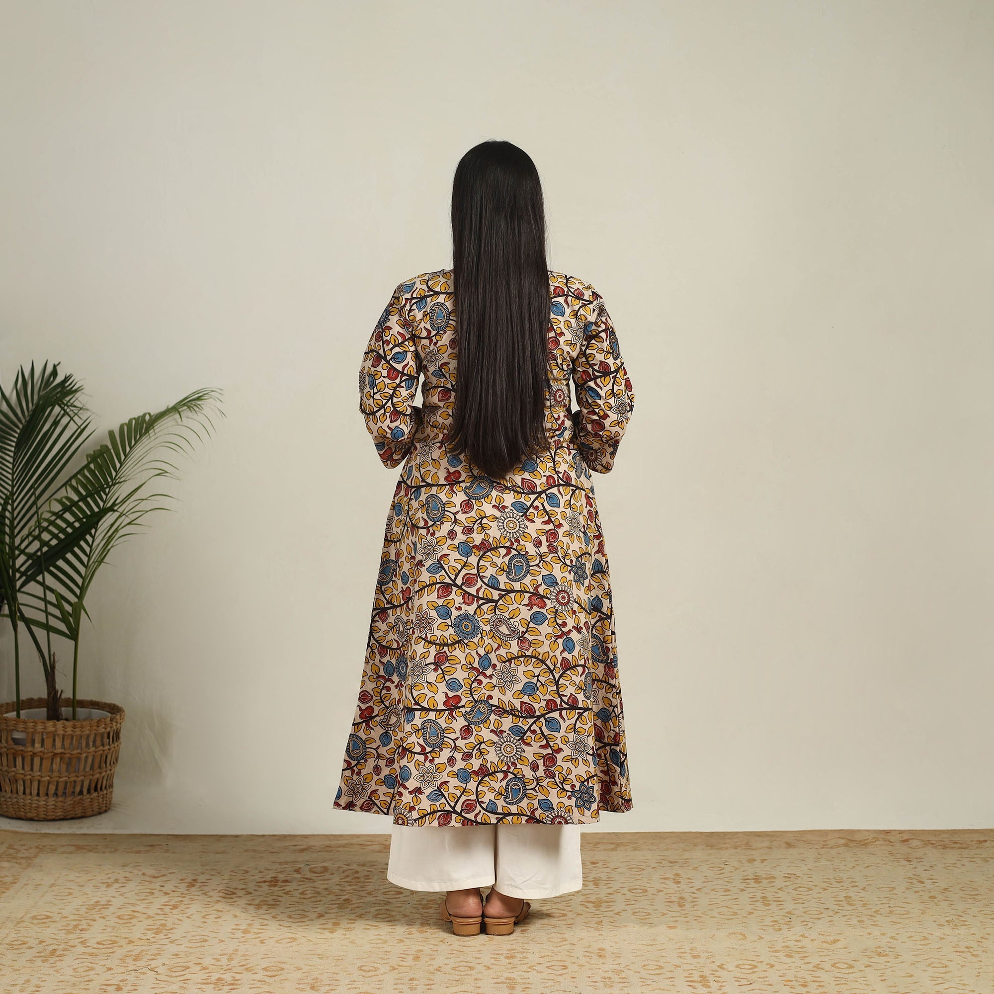 Buy Multicolor Printed Cotton A-Line Kalamkari Kurta