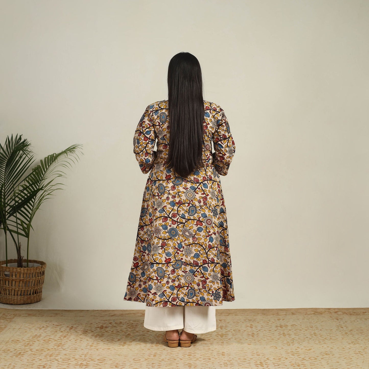 Buy Multicolor Printed Cotton A-Line Kalamkari Kurta