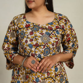 Buy Multicolor Printed Cotton A-Line Kalamkari Kurta