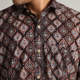  Ajrakh Block Printed Cotton Men Full Sleeve Shirt 14 