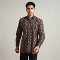  Ajrakh Block Printed Cotton Men Full Sleeve Shirt 14 