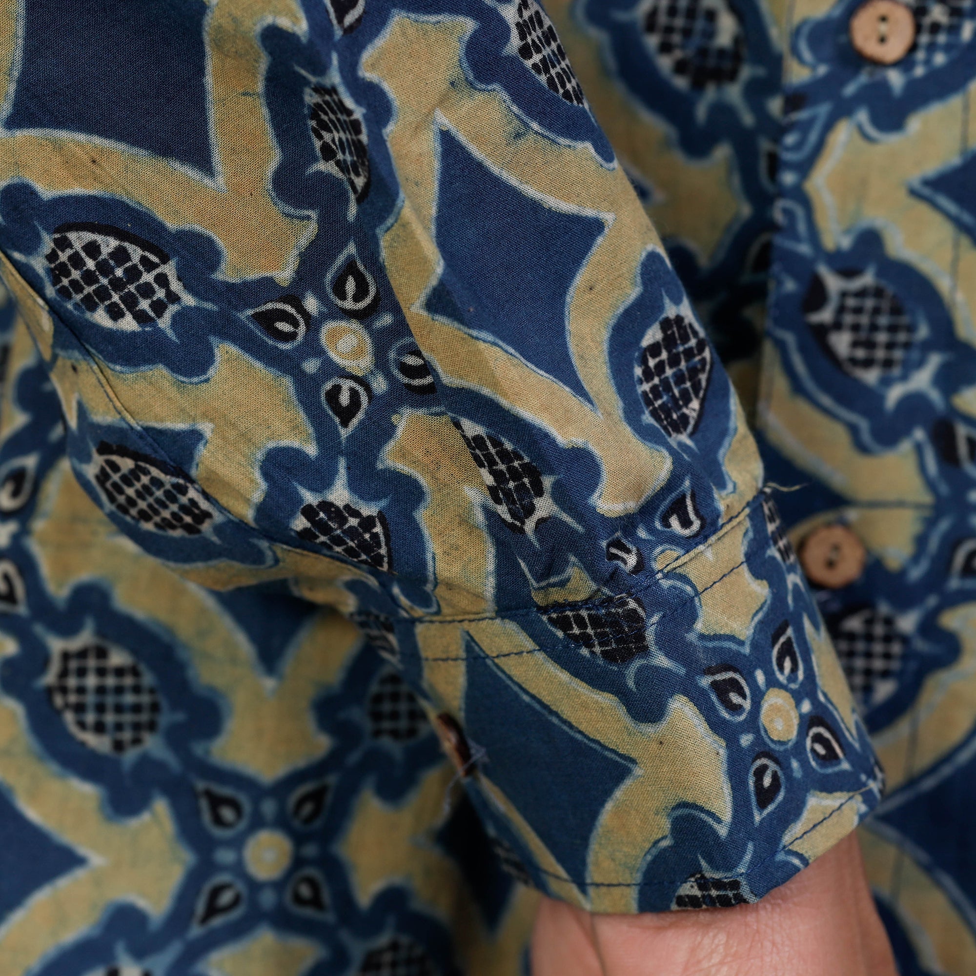  Ajrakh Block Printed Cotton Men Full Sleeve Shirt 