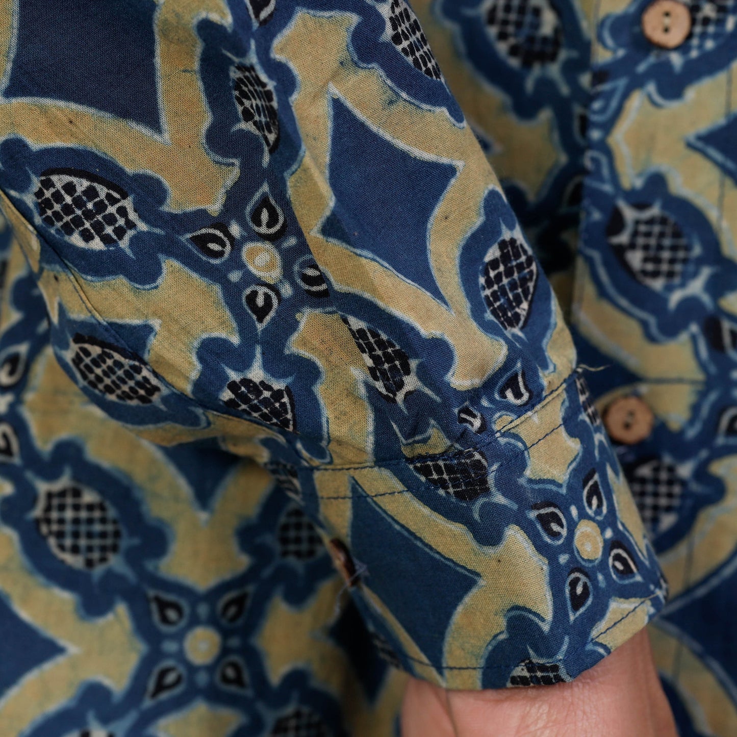  Ajrakh Block Printed Cotton Men Full Sleeve Shirt 