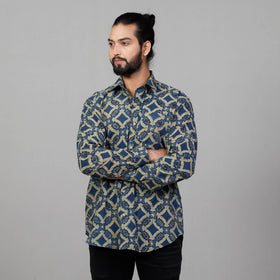  Ajrakh Block Printed Cotton Men Full Sleeve Shirt 