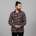 Ajrakh Block Printed Cotton Men Full Sleeve Shirt
