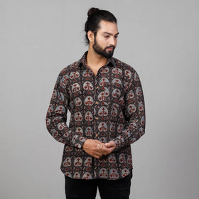 Ajrakh Block Printed Cotton Men Full Sleeve Shirt
