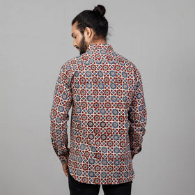  Ajrakh Block Printing Cotton Men Full Sleeve Shirt 