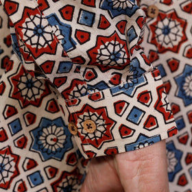  Ajrakh Block Printing Cotton Men Full Sleeve Shirt 