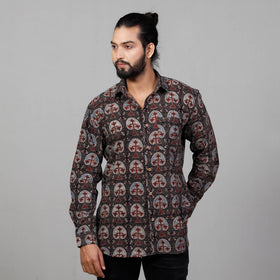 Ajrakh Block Printed Cotton Men Full Sleeve Shirt