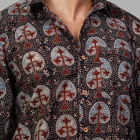 Ajrakh Block Printed Cotton Men Full Sleeve Shirt
